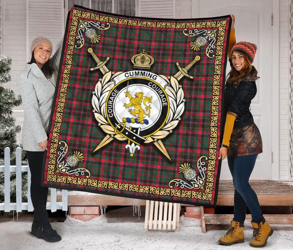 Cumming Hunting Modern Tartan Crest Premium Quilt - Celtic Thistle Style Sale - Image 2