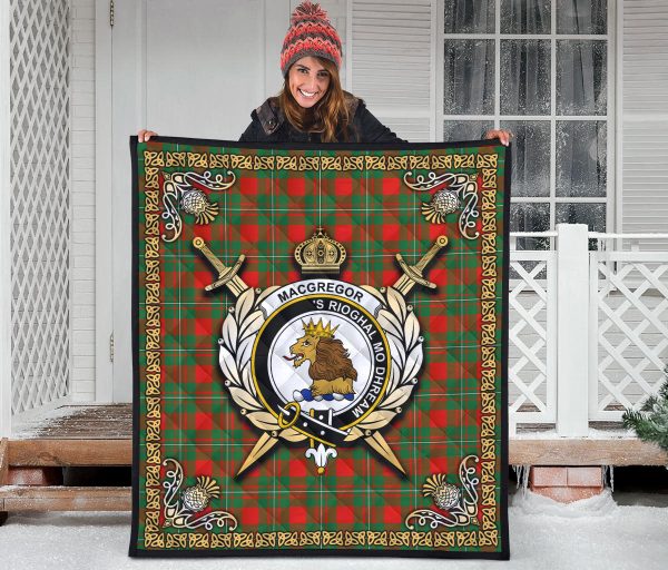 MacGregor Ancient Tartan Crest Premium Quilt - Celtic Thistle Style Online