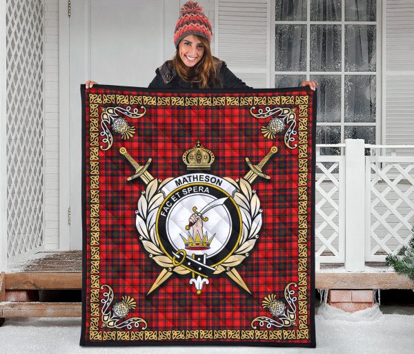 Matheson Modern Tartan Crest Premium Quilt - Celtic Thistle Style Cheap