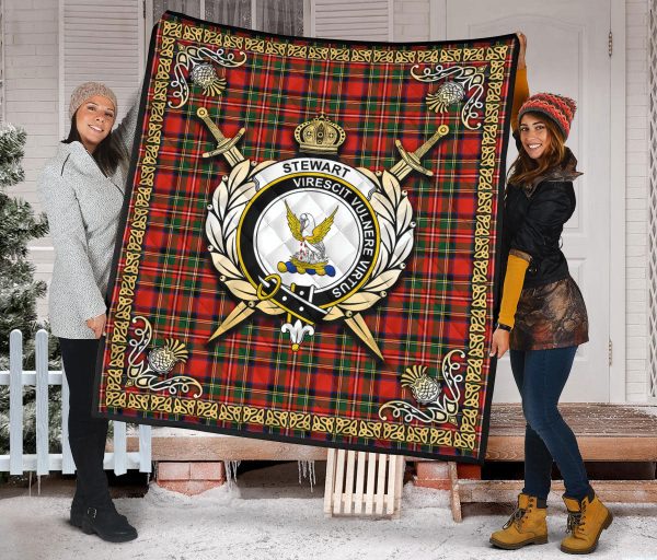 Stewart Royal Modern Tartan Crest Premium Quilt - Celtic Thistle Style Online Sale - Image 2