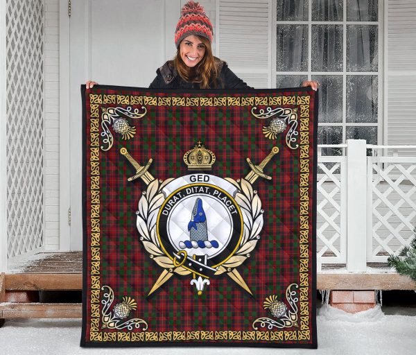 Ged Tartan Crest Premium Quilt - Celtic Thistle Style For Cheap