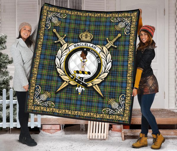 MacLellan Ancient Tartan Crest Premium Quilt - Celtic Thistle Style Supply - Image 2