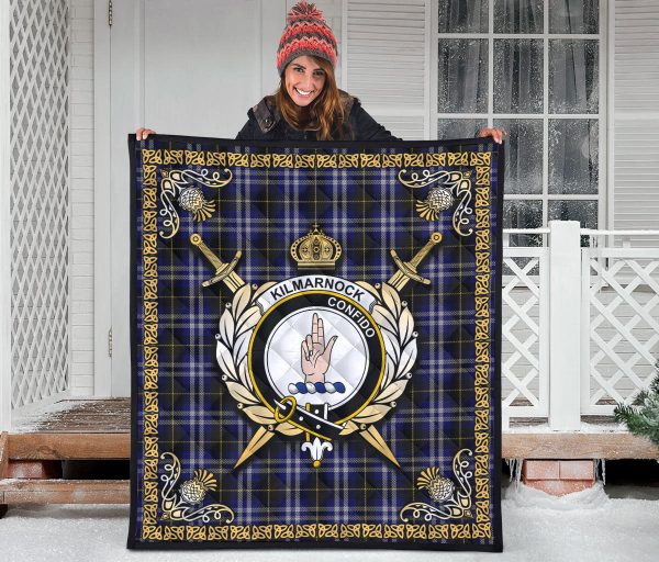 Kilmarnock Tartan Crest Premium Quilt - Celtic Thistle Style Cheap