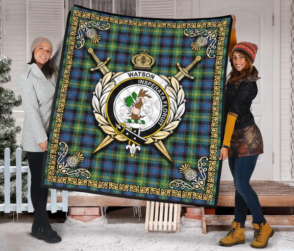 Watson Ancient Tartan Crest Premium Quilt - Celtic Thistle Style Online Sale - Image 2