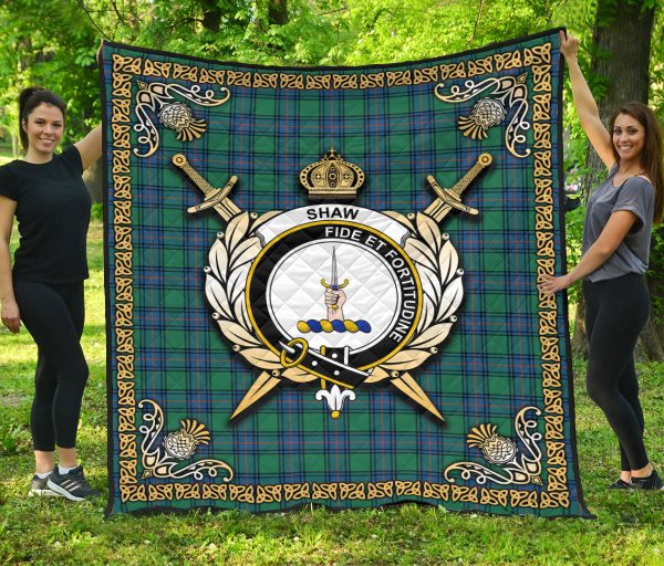 Shaw Ancient Tartan Crest Premium Quilt - Celtic Thistle Style Online now - Image 3