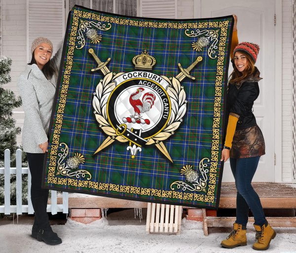 Cockburn Ancient Tartan Crest Premium Quilt - Celtic Thistle Style Cheap - Image 2