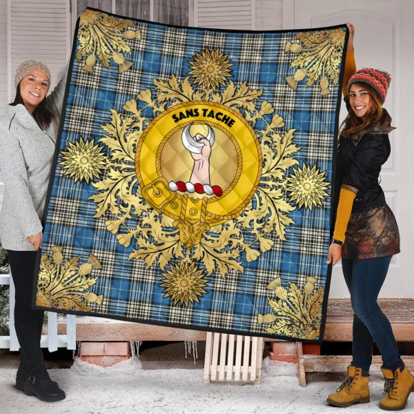 Napier Ancient Tartan Crest Premium Quilt - Gold Thistle Style on Sale - Image 2