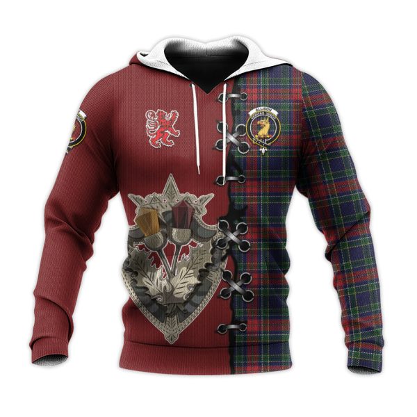 Allison Red Tartan Hoodie - Lion Rampant And Celtic Thistle Style Hot on Sale - Image 2