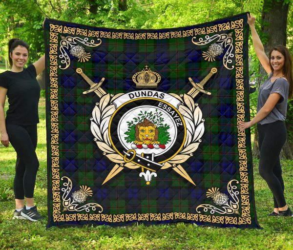 Dundas Modern Tartan Crest Premium Quilt - Celtic Thistle Style Hot on Sale - Image 3