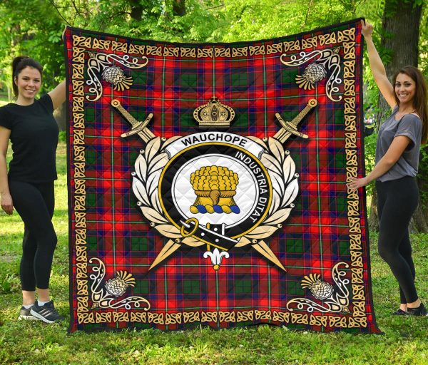 Wauchope (or Waugh) Tartan Crest Premium Quilt - Celtic Thistle Style Online Sale - Image 3