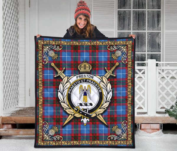 Preston Tartan Crest Premium Quilt - Celtic Thistle Style Sale