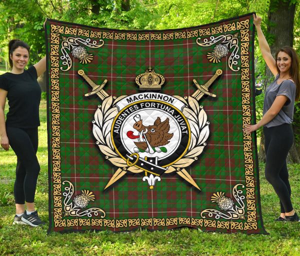 MacKinnon Hunting Modern Tartan Crest Premium Quilt - Celtic Thistle Style For Sale - Image 3
