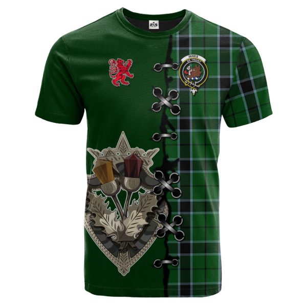 Innes Hunting Tartan T-shirt - Lion Rampant And Celtic Thistle Style Online
