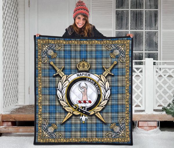Napier Ancient Tartan Crest Premium Quilt - Celtic Thistle Style Fashion