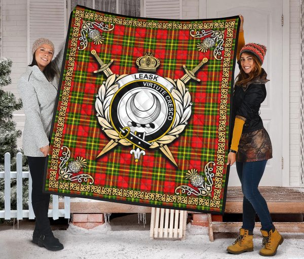 Leask Tartan Crest Premium Quilt - Celtic Thistle Style Online Sale - Image 2