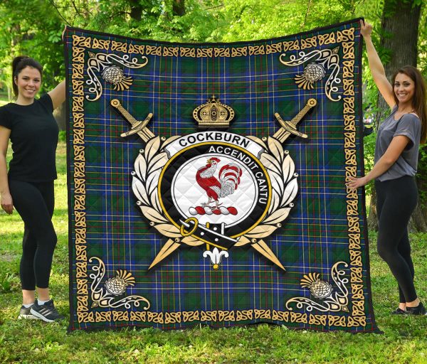 Cockburn Ancient Tartan Crest Premium Quilt - Celtic Thistle Style Cheap - Image 3