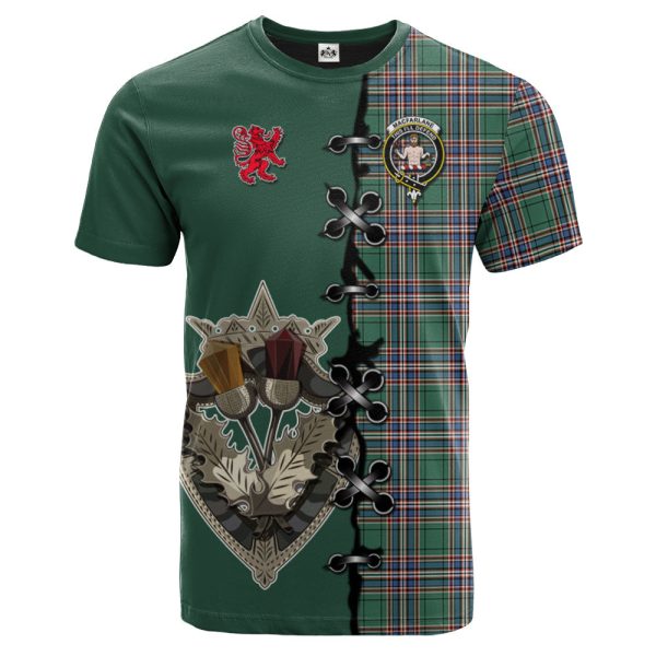 MacFarlane Hunting Ancient Tartan T-shirt - Lion Rampant And Celtic Thistle Style Hot on Sale