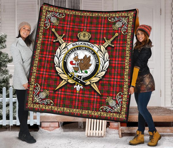 MacKinnon Modern Tartan Crest Premium Quilt - Celtic Thistle Style For Sale - Image 2