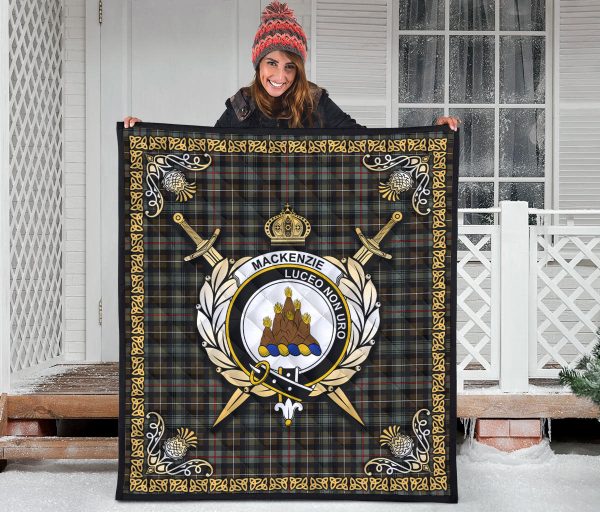 MacKenzie Weathered Tartan Crest Premium Quilt - Celtic Thistle Style Sale