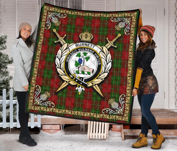 Burnett Tartan Crest Premium Quilt - Celtic Thistle Style Hot on Sale - Image 2