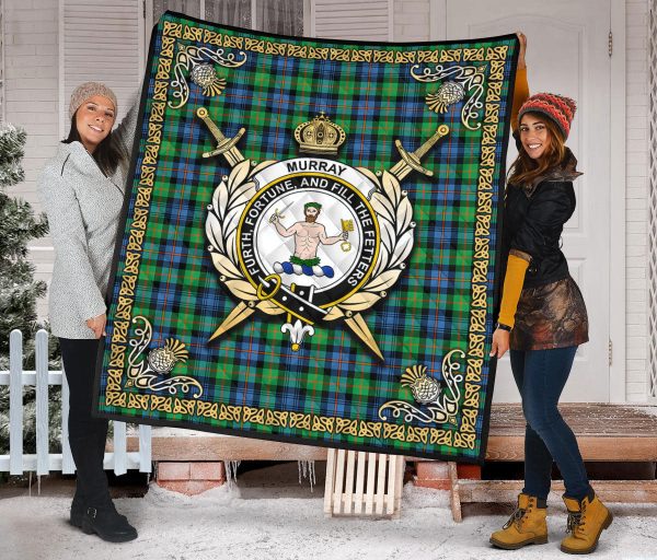 Murray of Atholl Ancient Tartan Crest Premium Quilt - Celtic Thistle Style Hot on Sale - Image 2