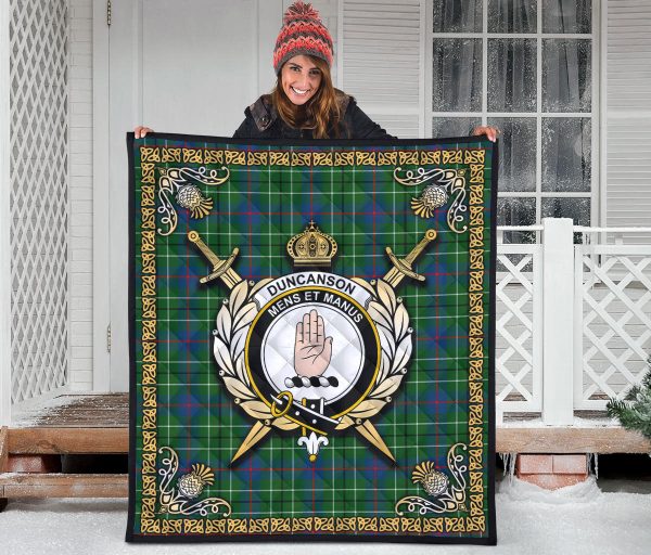 Duncanson Tartan Crest Premium Quilt - Celtic Thistle Style Discount