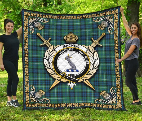 MacNeill of Colonsay Ancient Tartan Crest Premium Quilt - Celtic Thistle Style Online now - Image 3