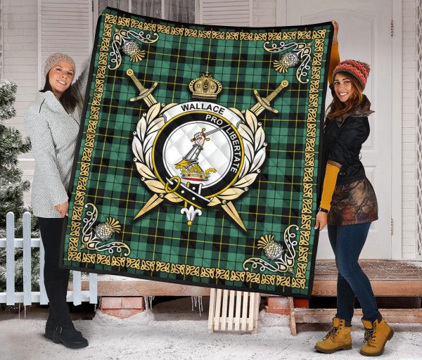 Wallace Hunting Ancient Tartan Crest Premium Quilt - Celtic Thistle Style on Sale - Image 2