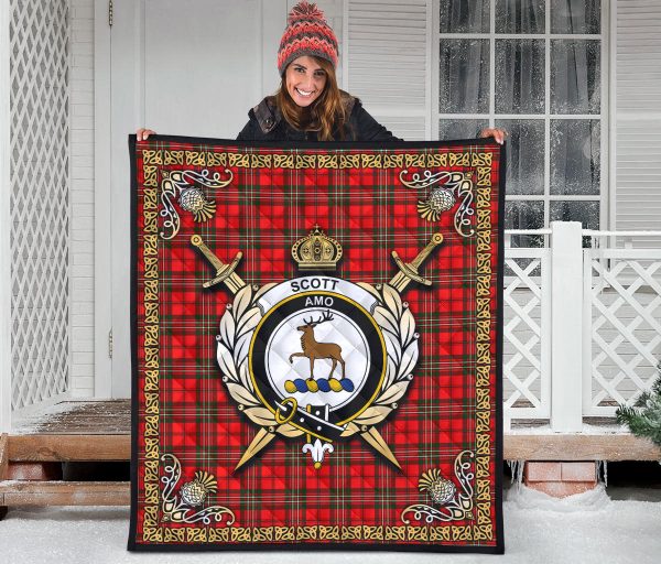 Scott Modern Tartan Crest Premium Quilt - Celtic Thistle Style Supply