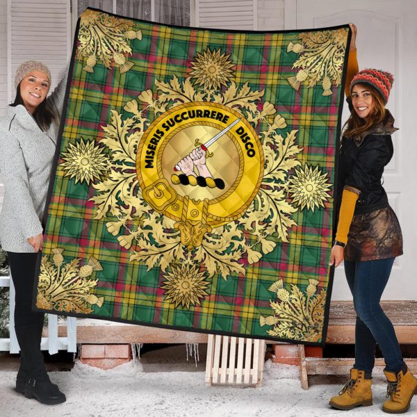 MacMillan Old Ancient Tartan Crest Premium Quilt - Gold Thistle Style on Sale - Image 2