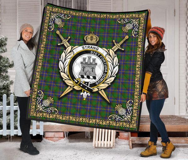 Strang (or Strange) Tartan Crest Premium Quilt - Celtic Thistle Style Sale - Image 2
