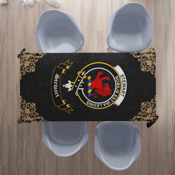 Stewart (Stuart) of Bute Crest Tablecloth - Black Style Fashion