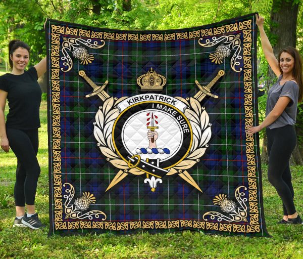 Kirkpatrick Tartan Crest Premium Quilt - Celtic Thistle Style For Sale - Image 3