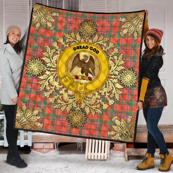 Munro Ancient Tartan Crest Premium Quilt - Gold Thistle Style on Sale - Image 2