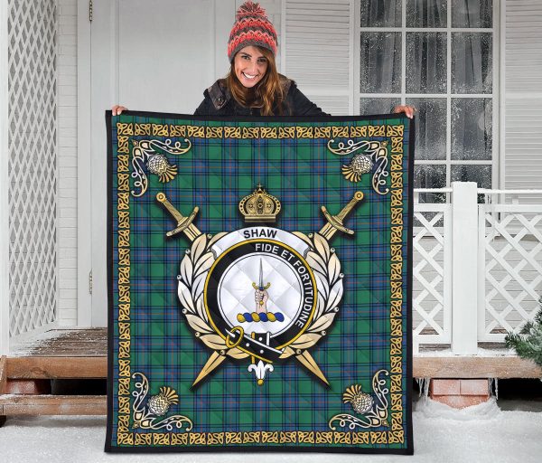 Shaw Ancient Tartan Crest Premium Quilt - Celtic Thistle Style Online now