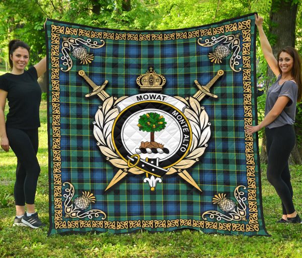 Mowat Ancient Tartan Crest Premium Quilt - Celtic Thistle Style For Cheap - Image 3