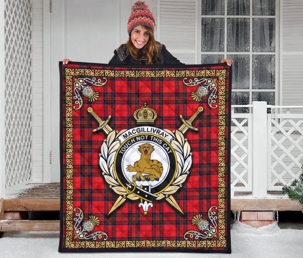 MacGillivray Modern Tartan Crest Premium Quilt - Celtic Thistle Style For Cheap