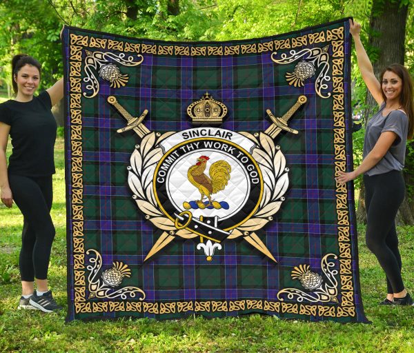 Sinclair Hunting Modern Tartan Crest Premium Quilt - Celtic Thistle Style Sale - Image 3