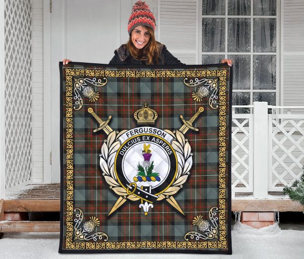 Fergusson Weathered Tartan Crest Premium Quilt - Celtic Thistle Style Online Sale