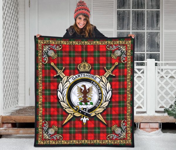 Gartshore Tartan Crest Premium Quilt - Celtic Thistle Style on Sale