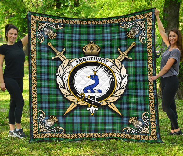 Arbuthnot Ancient Tartan Crest Premium Quilt - Celtic Thistle Style Fashion - Image 3