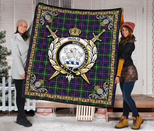 Inglis Modern Tartan Crest Premium Quilt - Celtic Thistle Style Cheap - Image 2