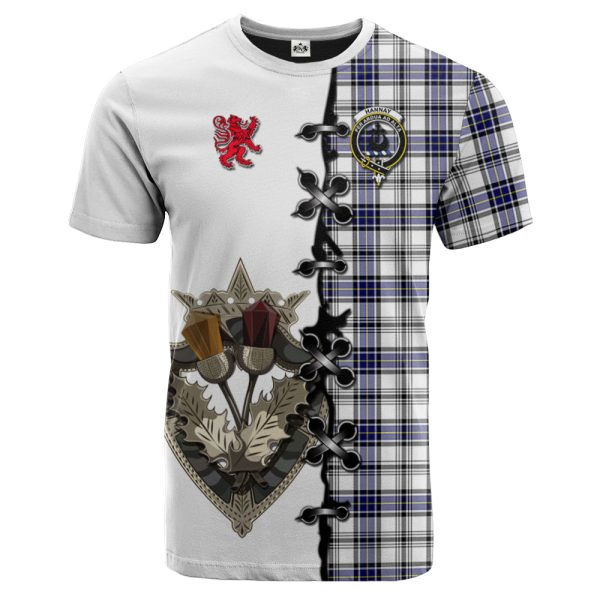 Hannay Modern Tartan T-shirt - Lion Rampant And Celtic Thistle Style Online