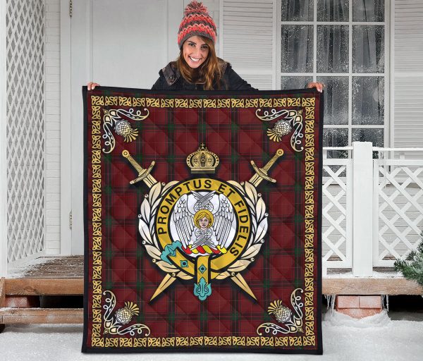 Carruthers Tartan Crest Premium Quilt - Celtic Thistle Style Online Hot Sale