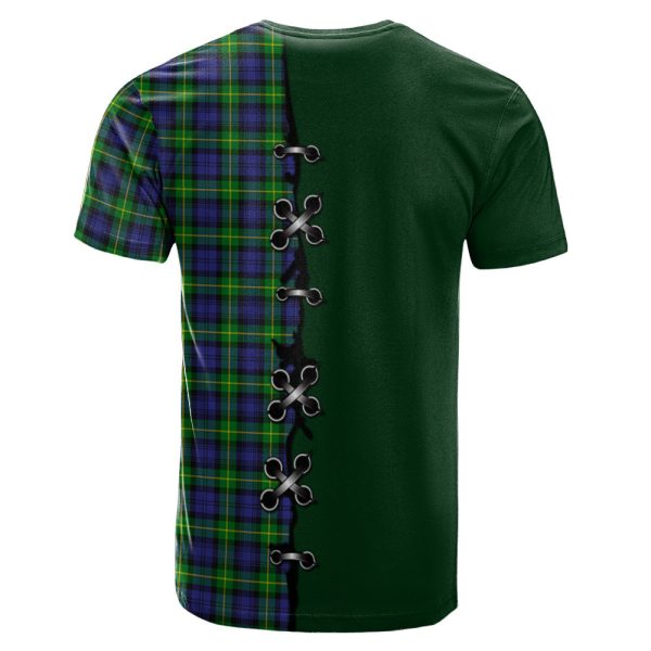 Gordon Modern Tartan T-shirt - Lion Rampant And Celtic Thistle Style Discount - Image 2