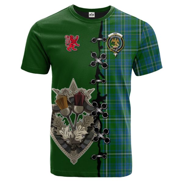 Hay Hunting Tartan T-shirt - Lion Rampant And Celtic Thistle Style For Sale