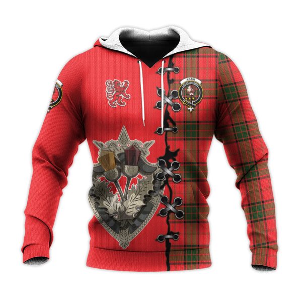 Adair Tartan Hoodie - Lion Rampant And Celtic Thistle Style Online Hot Sale - Image 2