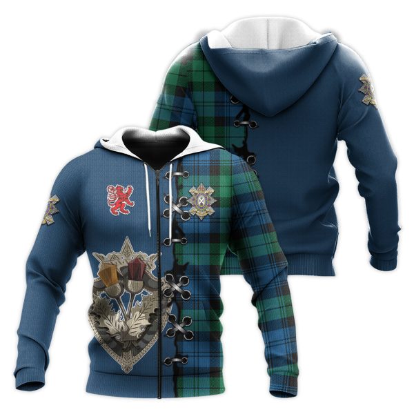 Black Watch Ancient of Canada Tartan Hoodie - Lion Rampant And Celtic Thistle Style For Sale