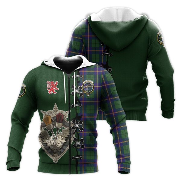 Carmichael Modern Tartan Hoodie - Lion Rampant And Celtic Thistle Style For Sale
