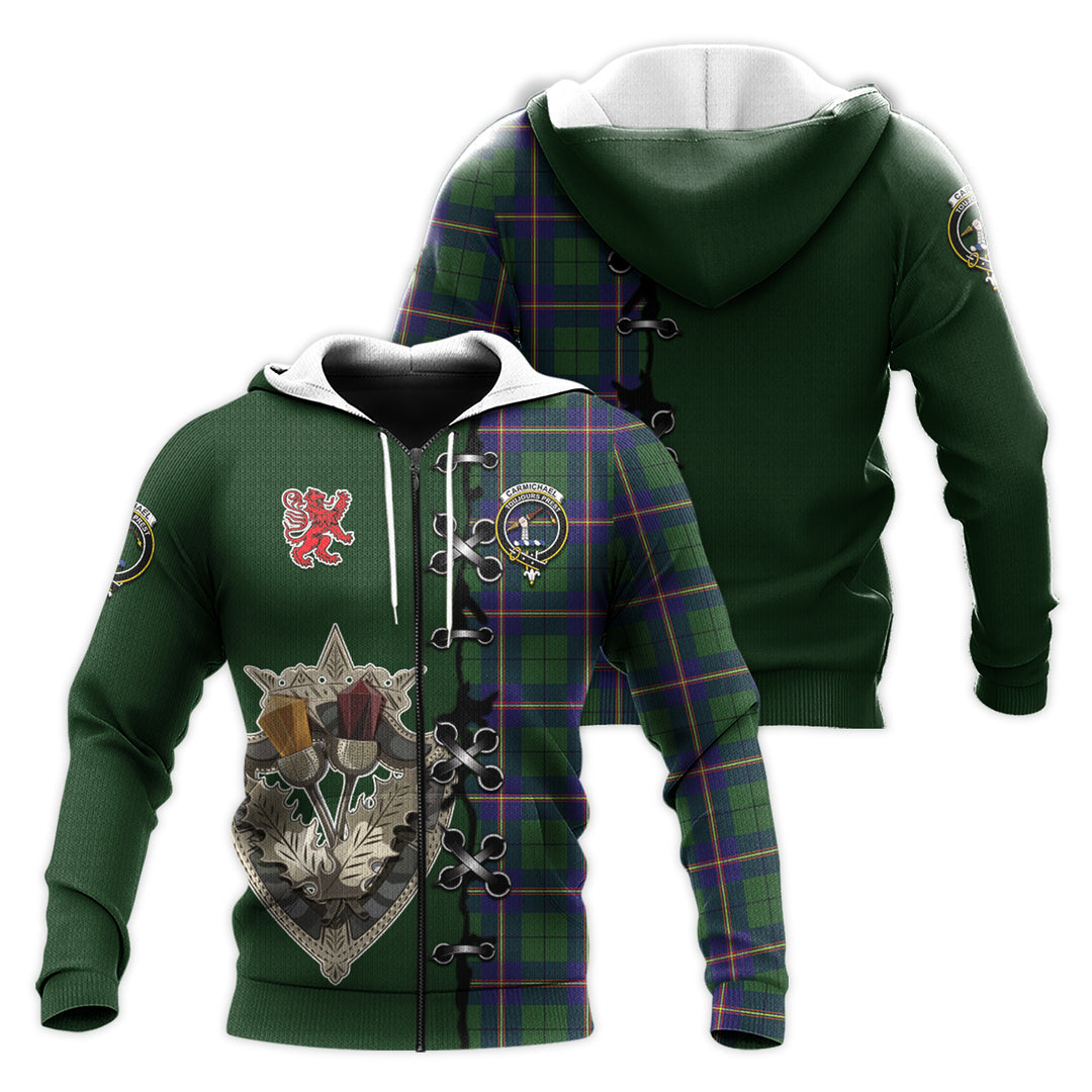 Carmichael Modern Tartan Hoodie – Lion Rampant And Celtic Thistle Style For Sale